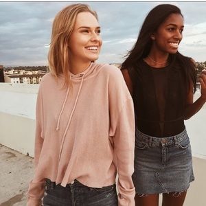 Brandy Melville blush Lennon thermal hoodie
